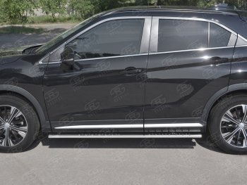 16 649 р. Пороги труба 75х42 овал с проступью Russtal Mitsubishi Eclipse Cross GK дорестайлинг (2017-2021)  с доставкой в г. Вологда. Увеличить фотографию 2