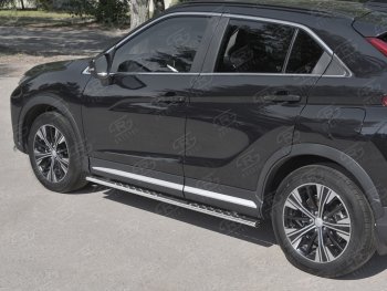 16 649 р. Пороги труба 75х42 овал с проступью Russtal Mitsubishi Eclipse Cross GK дорестайлинг (2017-2021)  с доставкой в г. Вологда. Увеличить фотографию 3