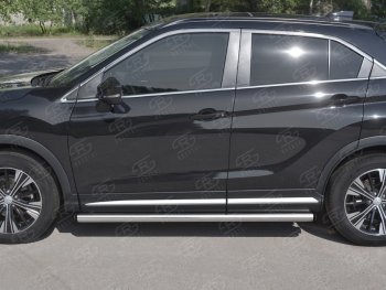 12 299 р. Пороги труба d63 Russtal Mitsubishi Eclipse Cross GK дорестайлинг (2017-2021) (Скошенные края)  с доставкой в г. Вологда. Увеличить фотографию 2