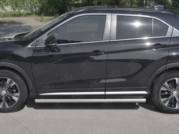 12 299 р. Пороги труба d63 Russtal Mitsubishi Eclipse Cross GK дорестайлинг (2017-2021) (Скошенные края)  с доставкой в г. Вологда. Увеличить фотографию 3
