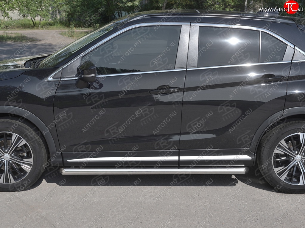12 299 р. Пороги труба d63 Russtal Mitsubishi Eclipse Cross GK дорестайлинг (2017-2021) (Скошенные края)  с доставкой в г. Вологда