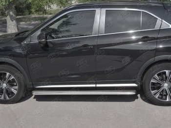 13 399 р. Пороги труба d42 с листом Russtal Mitsubishi Eclipse Cross GK дорестайлинг (2017-2021) (Лист алюм, проф. нерж)  с доставкой в г. Вологда. Увеличить фотографию 2