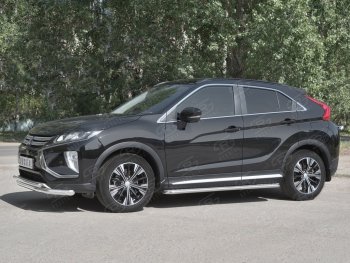 18 449 р. Защита переднего бампера (2 трубы Ø63 и 42 мм, нержавейка) SLITKOFF Mitsubishi Eclipse Cross GK дорестайлинг (2017-2021)  с доставкой в г. Вологда. Увеличить фотографию 2