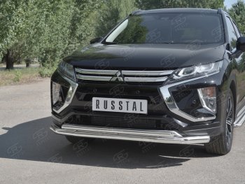 18 449 р. Защита переднего бампера (2 трубы Ø63 и 42 мм, нержавейка) SLITKOFF Mitsubishi Eclipse Cross GK дорестайлинг (2017-2021)  с доставкой в г. Вологда. Увеличить фотографию 4