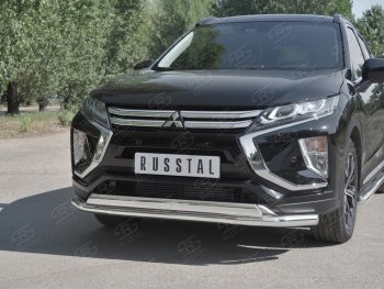 22 099 р. Защита переднего бампера (2 трубы Ø63 и 75х42 мм, нержавейка) SLITKOFF Mitsubishi Eclipse Cross GK дорестайлинг (2017-2021)  с доставкой в г. Вологда. Увеличить фотографию 4