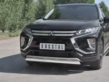 11 949 р. Защита переднего бампера (Ø75х42 мм, нержавейка) Russtal Mitsubishi Eclipse Cross GK дорестайлинг (2017-2021)  с доставкой в г. Вологда. Увеличить фотографию 4