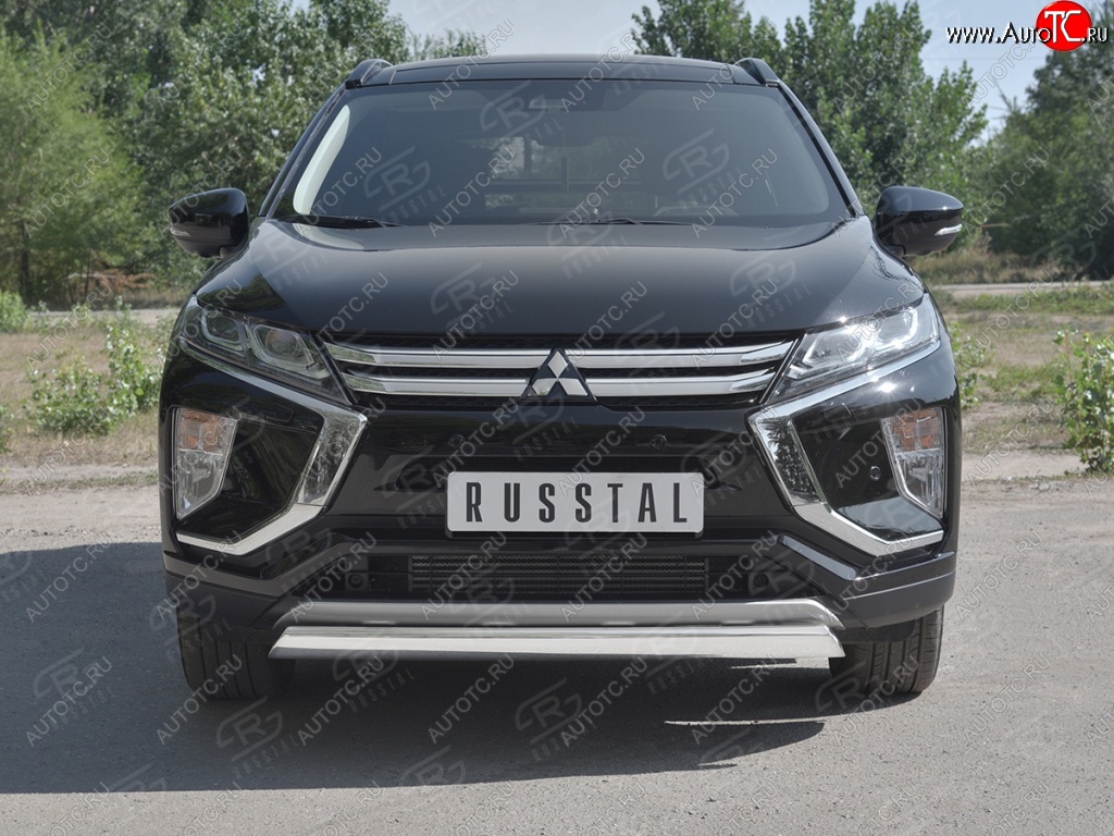 11 949 р. Защита переднего бампера (Ø75х42 мм, нержавейка) Russtal Mitsubishi Eclipse Cross GK дорестайлинг (2017-2021)  с доставкой в г. Вологда