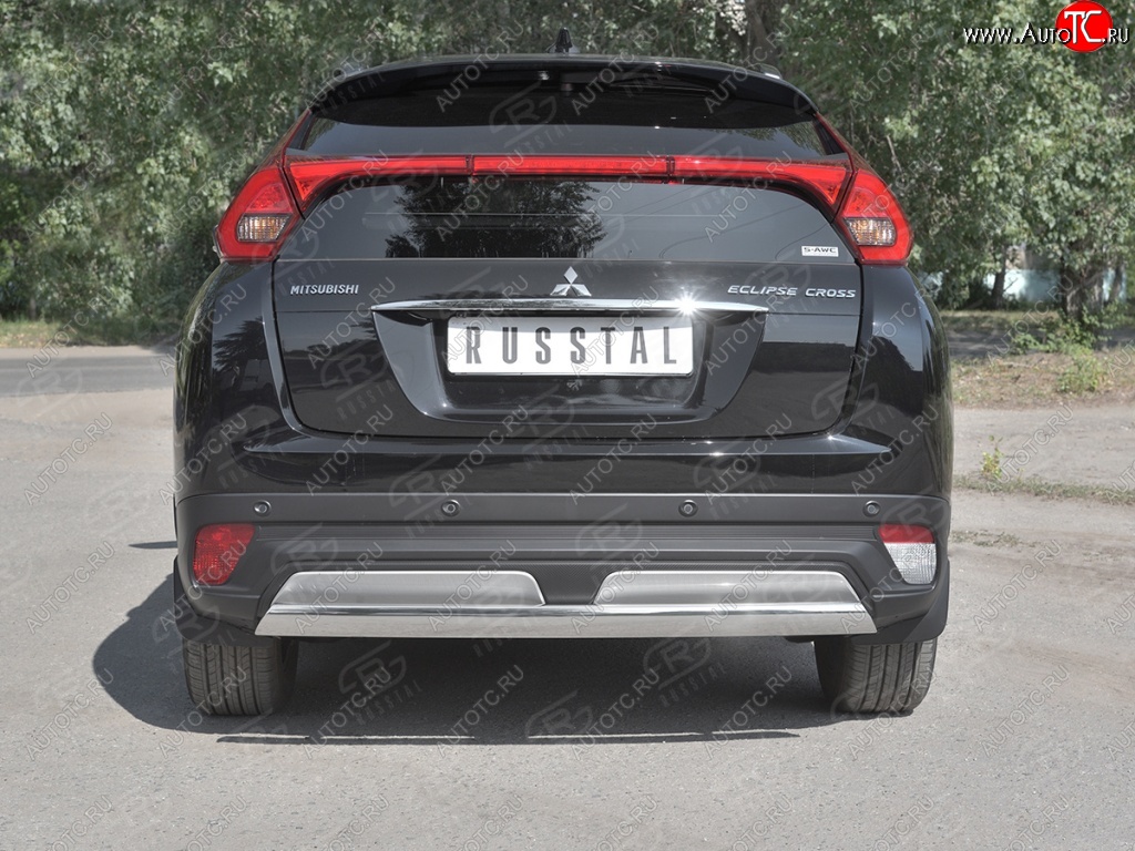 12 999 р. Защита заднего бампера (Ø75х42 мм, нержавейка) Russtal Mitsubishi Eclipse Cross GK дорестайлинг (2017-2021)  с доставкой в г. Вологда