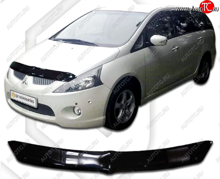 1 899 р. Дефлектор капота CA-Plastic  Mitsubishi Grandis (2003-2009) (Classic черный, Без надписи)  с доставкой в г. Вологда
