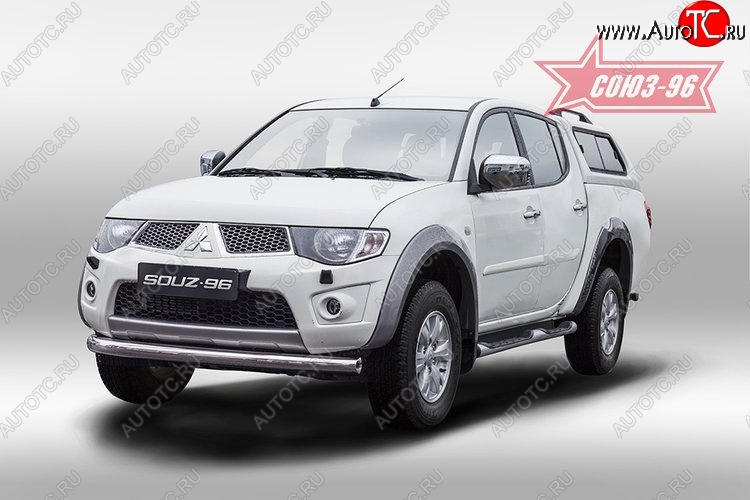 11 654 р. Защита переднего бампера одинарная Souz-96 (d76) Mitsubishi L200 5 KK,KL дорестайлинг (2015-2019)  с доставкой в г. Вологда
