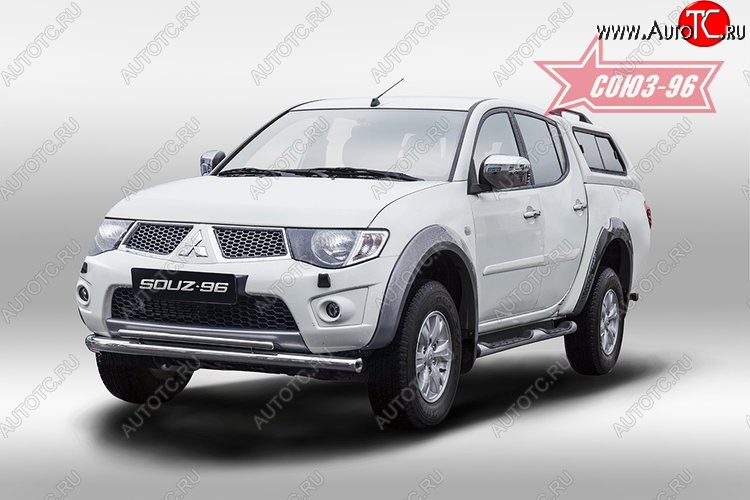15 254 р. Защита переднего бампера двойная Souz-96 (d76/42) Mitsubishi L200 5 KK,KL дорестайлинг (2015-2019)  с доставкой в г. Вологда