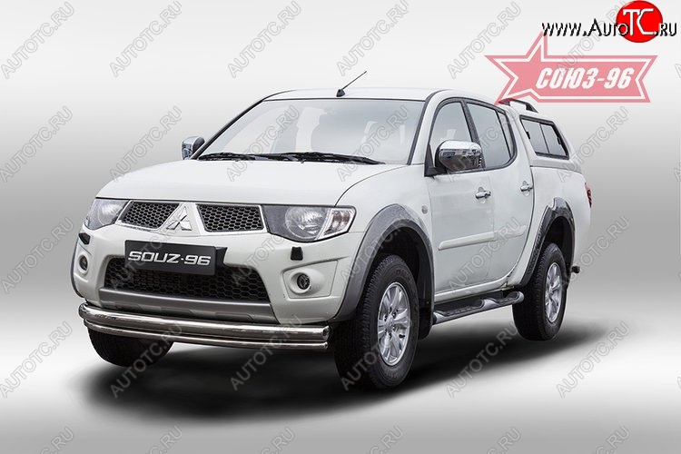 15 254 р. Защита переднего бампера двойная Souz-96 (d76/42) Mitsubishi L200 5 KK,KL дорестайлинг (2015-2019)  с доставкой в г. Вологда