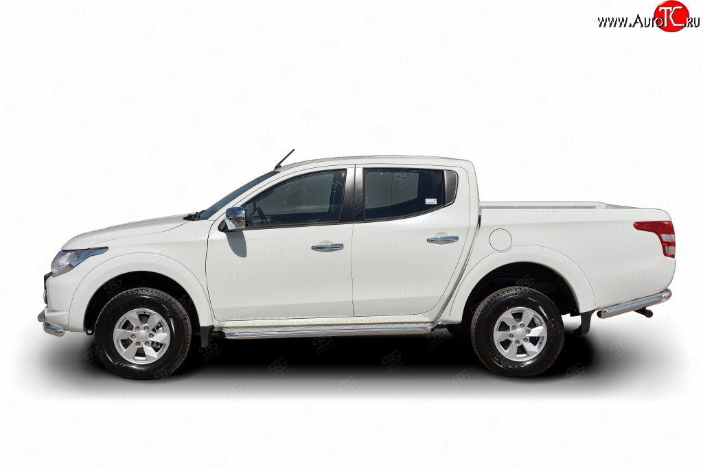 85 999 р. Широкая защита порогов (рестайлинг) Russtal  Mitsubishi L200  5 KK,KL (2015-2019) дорестайлинг (Защита порогов с со скосами на торцах (вариант 1))  с доставкой в г. Вологда
