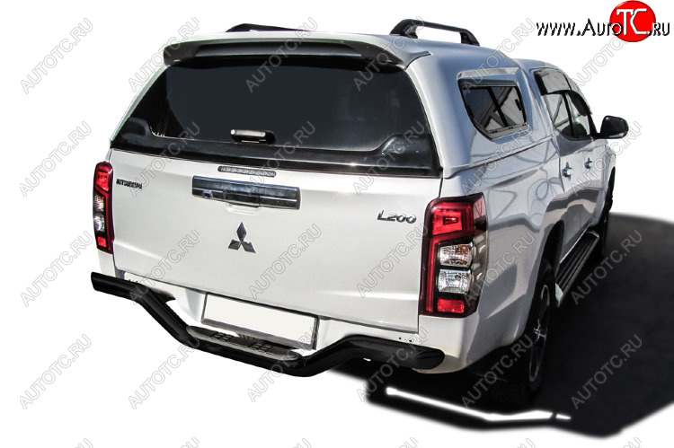 12 849 р. Защита заднего бампера Slitkoff (Ø 76 мм, с проступью, без бампера) Mitsubishi L200 5 KK,KL рестайлинг (2018-2022) (Сталь с полимерным покрытием. Цвет: черный)  с доставкой в г. Вологда