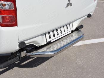 19 799 р. Защита заднего бампера (труба d63 с листом) SLITKOFF Mitsubishi L200 5 KK,KL дорестайлинг (2015-2019) (Лист алюминий/профиль сталь)  с доставкой в г. Вологда. Увеличить фотографию 3