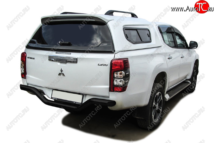 11 999 р. Защита заднего бампера Slitkoff (Ø 76 мм, без бампера) Mitsubishi L200 5 KK,KL рестайлинг (2018-2022) (Сталь с полимерным покрытием. Цвет: черный)  с доставкой в г. Вологда