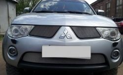 1 539 р. Нижняя сетка на бампер Russtal (хром) Mitsubishi L200 4  дорестайлинг (2006-2014)  с доставкой в г. Вологда. Увеличить фотографию 2