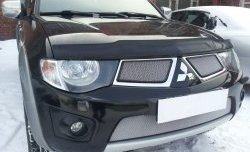 1 539 р. Нижняя сетка на бампер Russtal (хром) Mitsubishi L200 4  дорестайлинг (2006-2014)  с доставкой в г. Вологда. Увеличить фотографию 3