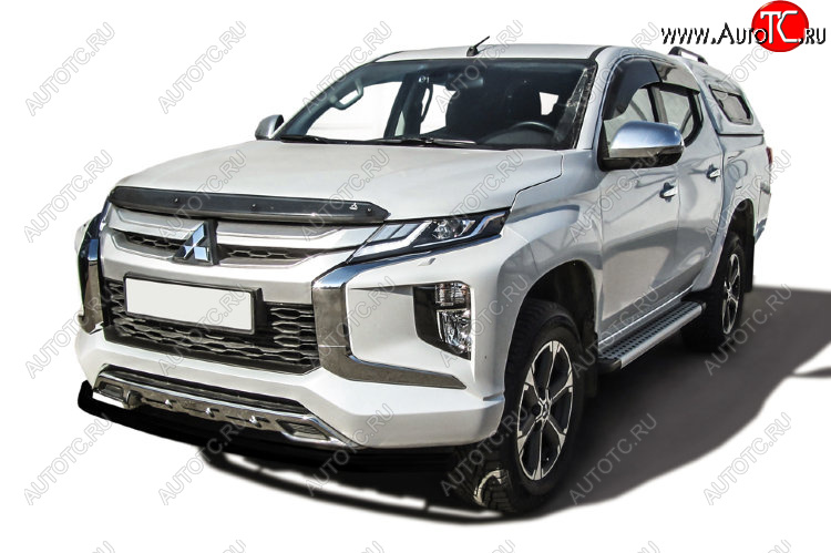 10 399 р. Защита переднего бампера Slitkoff (Ø 57 мм). Mitsubishi L200 5 KK,KL рестайлинг (2018-2022) (Сталь с полимерным покрытием. Цвет: черный)  с доставкой в г. Вологда