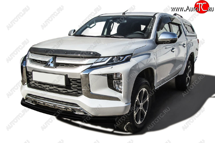 12 549 р. Защита переднего бампера Slitkoff (Ø 57+Ø 42, двойная) Mitsubishi L200 5 KK,KL рестайлинг (2018-2022) (Сталь с полимерным покрытием. Цвет: черный)  с доставкой в г. Вологда