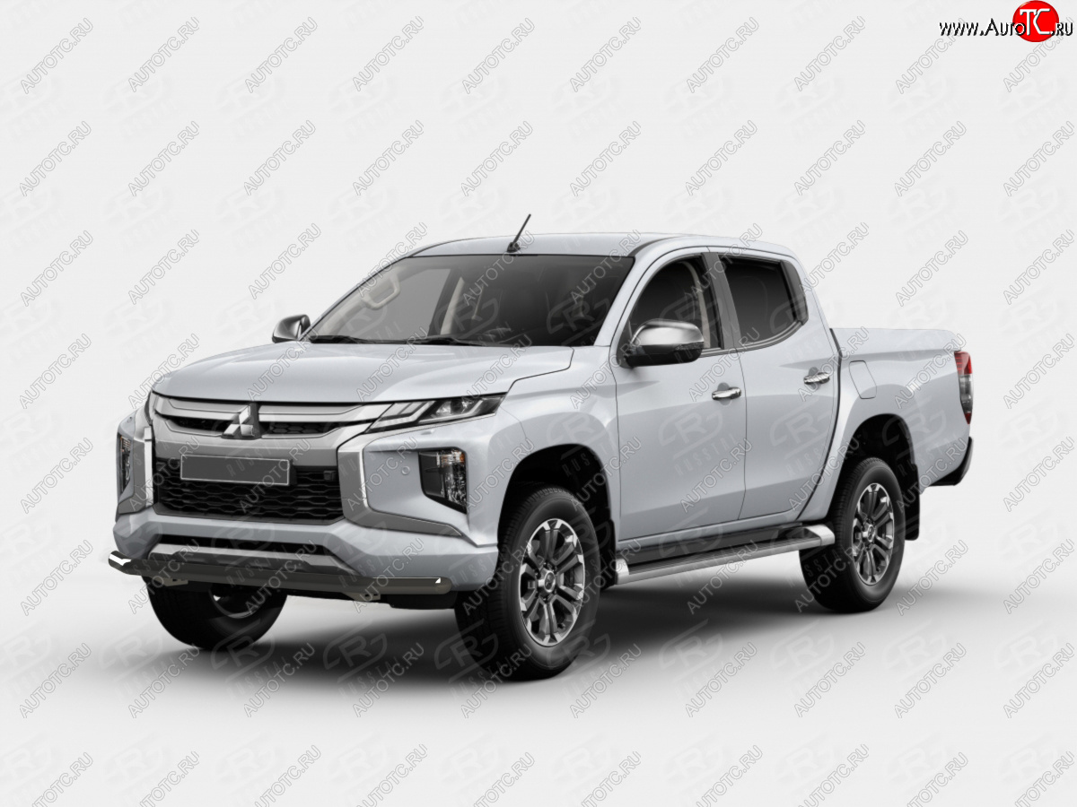 12 949 р. Защита переднего бампера SLITKOFF (Ø63 мм) Mitsubishi L200 5 KK,KL рестайлинг (2018-2022) (порошковая окраска в цвет черный муар)  с доставкой в г. Вологда