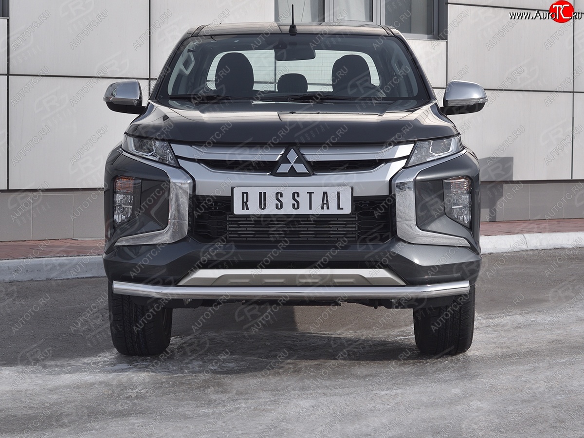 18 599 р. Защита переднего бампера (Ø 63 мм, нержавейка) SLITKOFF Mitsubishi L200 5 KK,KL рестайлинг (2018-2022)  с доставкой в г. Вологда