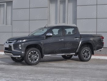 18 599 р. Защита переднего бампера (Ø 63 мм, нержавейка) SLITKOFF Mitsubishi L200 5 KK,KL рестайлинг (2018-2022)  с доставкой в г. Вологда. Увеличить фотографию 3