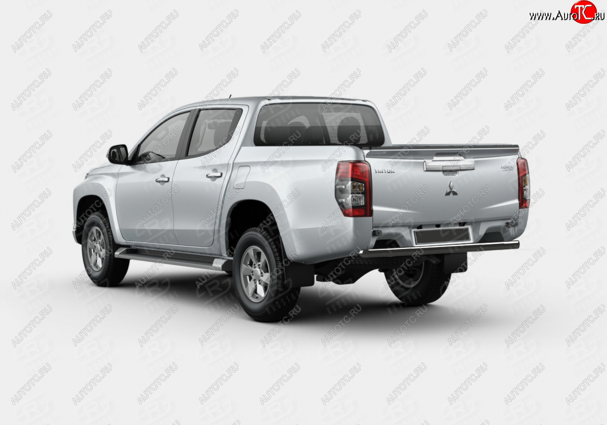 12 949 р. Защита заднего бампера (Ø57 мм) SLITKOFF Mitsubishi L200 5 KK,KL рестайлинг (2018-2022) (нержавейка с полимерным покрытием, черный)  с доставкой в г. Вологда