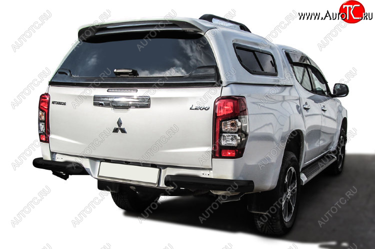 9 999 р. Защита заднего бампера Slitkoff (Ø 76 мм, без бампера) Mitsubishi L200 5 KK,KL рестайлинг (2018-2022) (Сталь с полимерным покрытием. Цвет: черный)  с доставкой в г. Вологда
