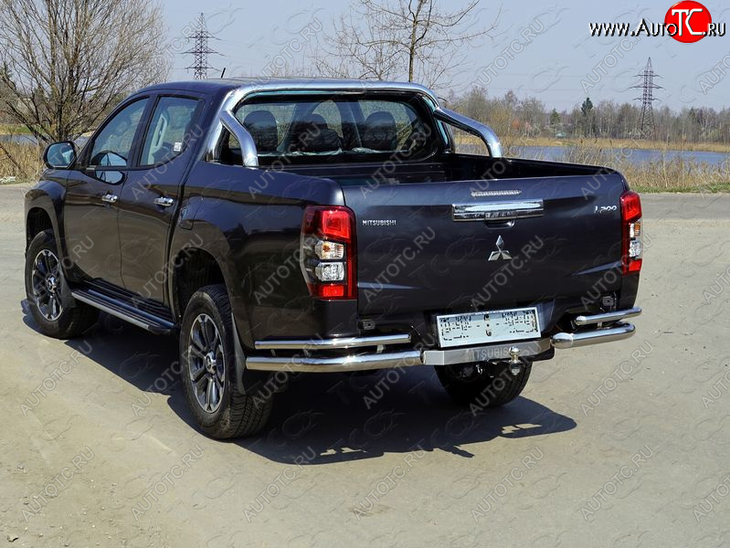 33 999 р. Защита заднего бампера (уголки двойные) ТСС 76,1/42,4 мм (на автомобиль без бампера) Mitsubishi L200 5 KK,KL рестайлинг (2018-2022)  с доставкой в г. Вологда