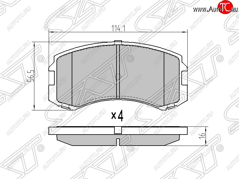 859 р. Колодки тормозные SAT (передние)  Mitsubishi Lancer Cedia  9 (2000-2003) CS универсал  с доставкой в г. Вологда
