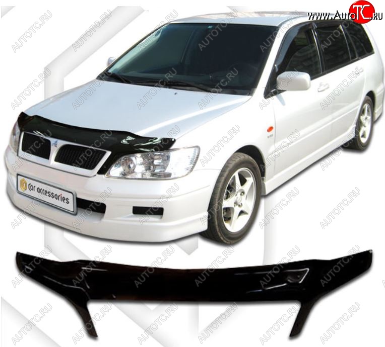 2 399 р. Дефлектор капота CA-Plastiс exclusive  Mitsubishi Lancer  9 CS (2003-2005) универсал 1-ый рестайлинг (Classic черный, Без надписи)  с доставкой в г. Вологда