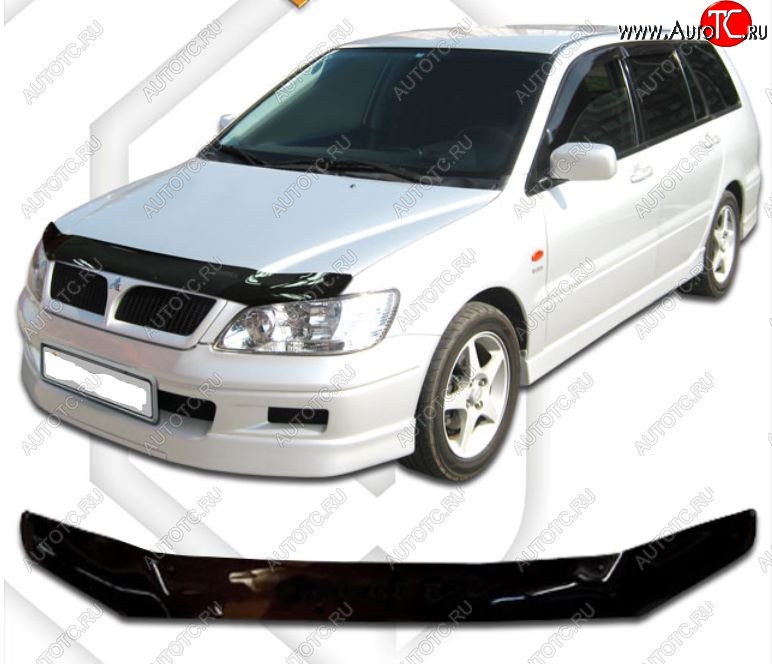1 899 р. Дефлектор капота CA-Plastic  Mitsubishi Lancer Cedia  9 (2000-2003) CS универсал (Classic черный, Без надписи)  с доставкой в г. Вологда