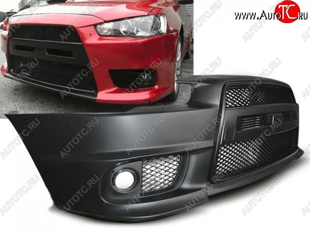 29 399 р. Передний бампер EVO-Style Mitsubishi Lancer 10 CY седан дорестайлинг (2007-2010) (Неокрашенный)  с доставкой в г. Вологда