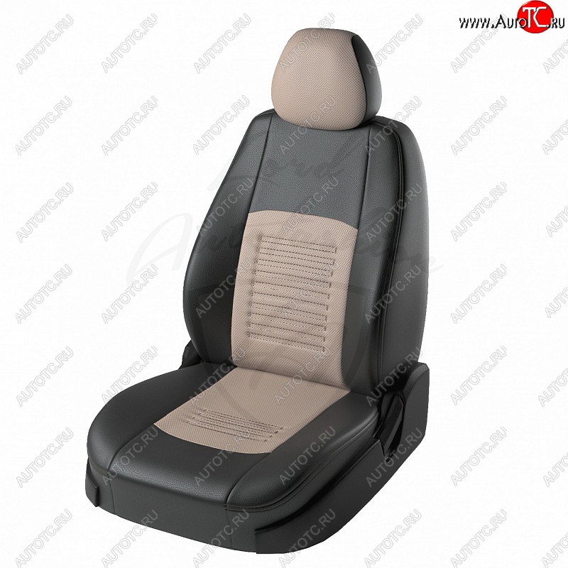 6 749 р. Чехлы для сидений Lord Autofashion Турин (экокожа) Mitsubishi Outlander XL (CW)  дорестайлинг (2005-2009) (Чёрный, вставка бежевая)  с доставкой в г. Вологда