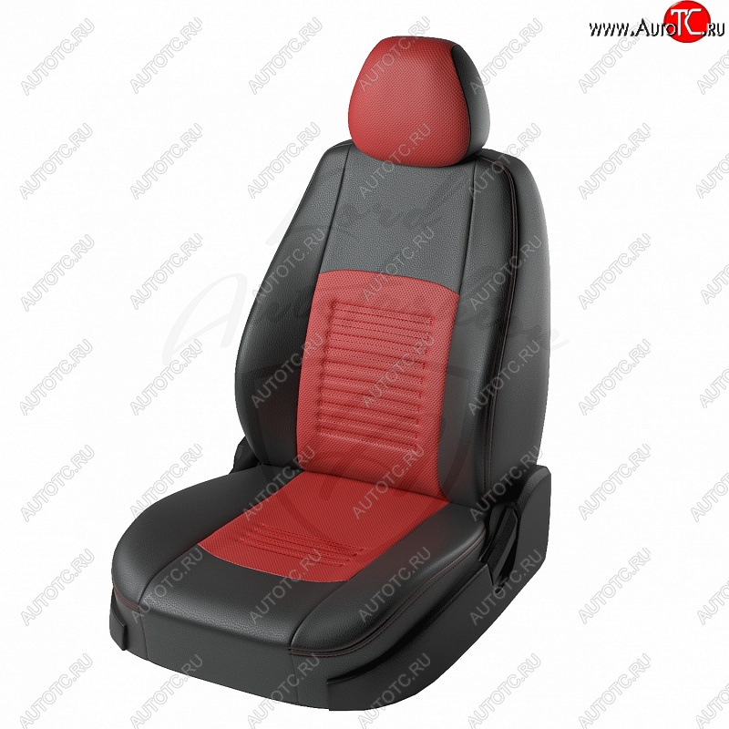 9 449 р. Чехлы для сидений Lord Autofashion Турин (экокожа) Mitsubishi Outlander XL (CW)  дорестайлинг (2005-2009) (Чёрный, вставка красная)  с доставкой в г. Вологда