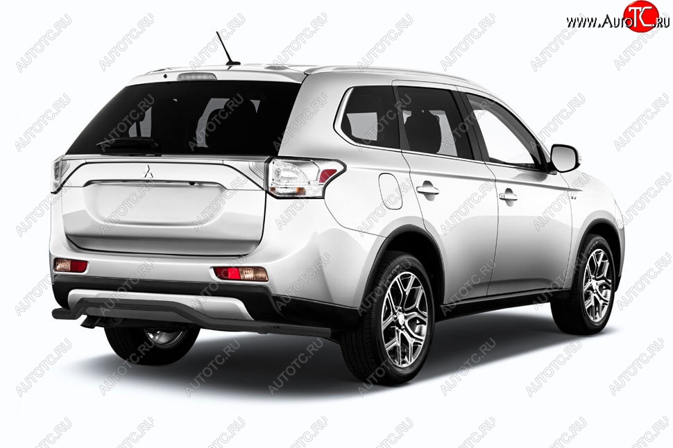 9 399 р. Защита заднего бампера Slitkoff (волна длинная, d57) Mitsubishi Outlander GF 2-ой рестайлинг (2015-2018) (Сталь с полимерным покрытием. Цвет: чёрный)  с доставкой в г. Вологда