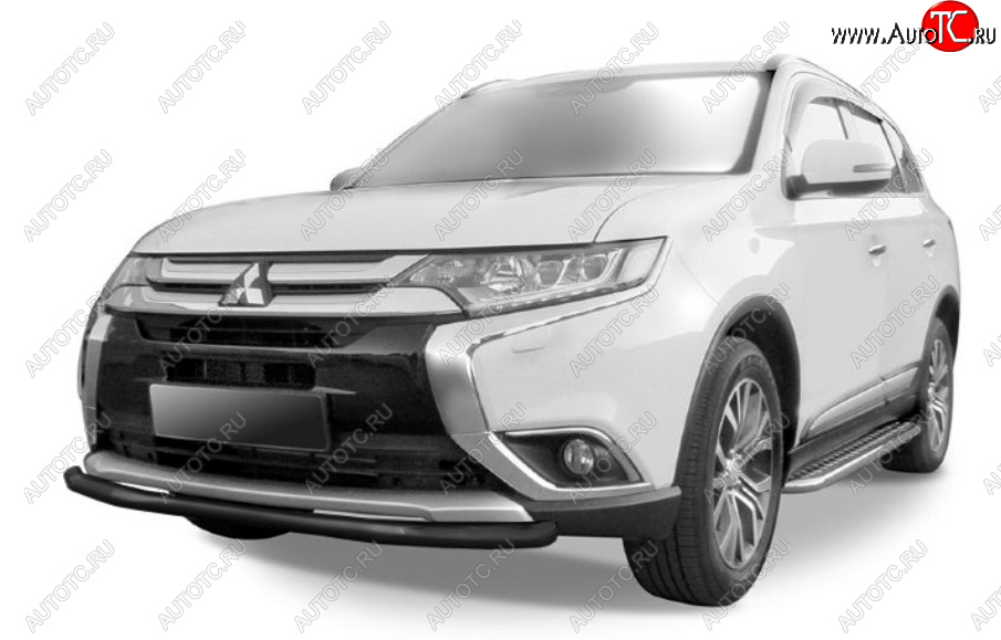 8 449 р. Защита переднего бампера Slitkoff (Ø 57 мм). Mitsubishi Outlander GF 2-ой рестайлинг (2015-2018) (Сталь с полимерным покрытием. Цвет: черный)  с доставкой в г. Вологда