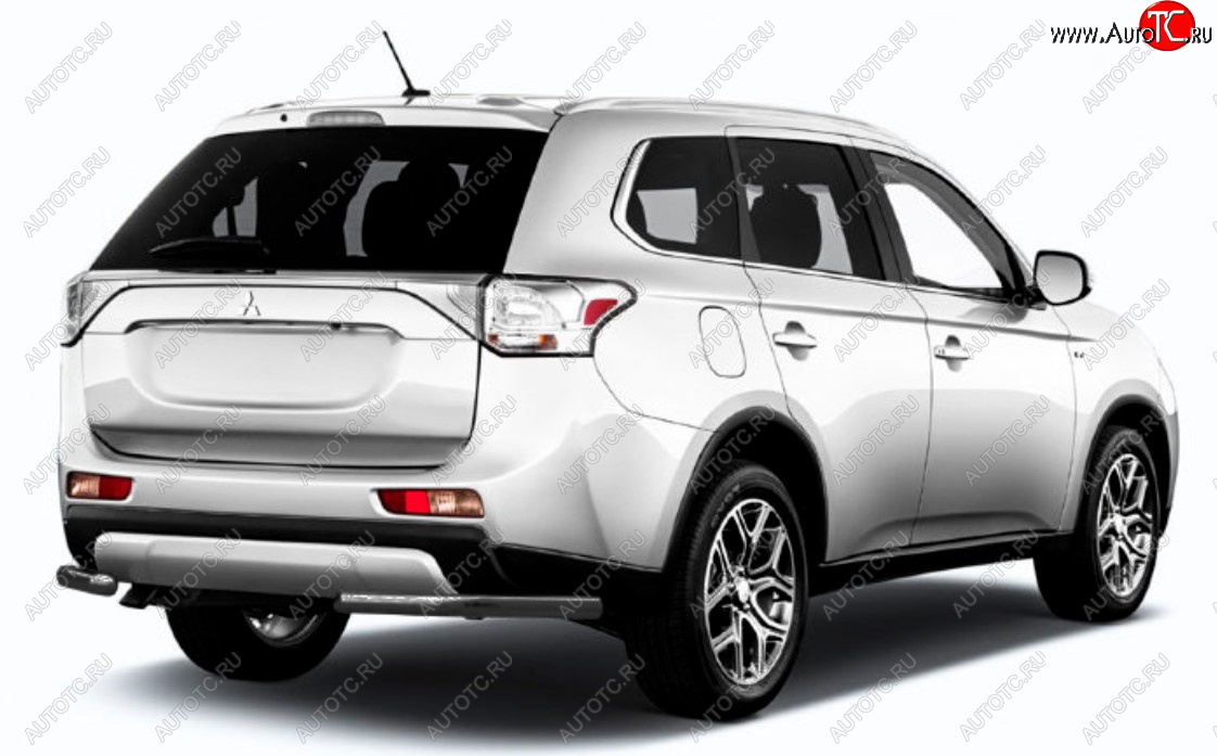 6 349 р. Защита заднего бампера Slitkoff (Ø 57 мм) Mitsubishi Outlander GF 2-ой рестайлинг (2015-2018) (Сталь с полимерным покрытием. Цвет: черный)  с доставкой в г. Вологда