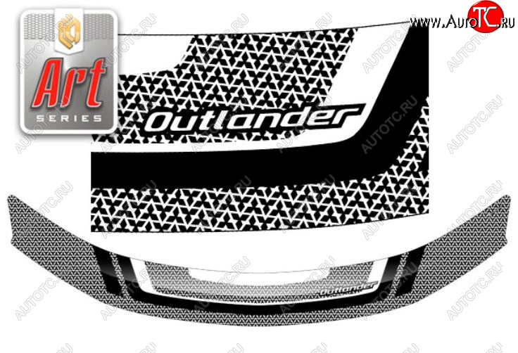 2 199 р. Дефлектор капота CA-Plastiс  Mitsubishi Outlander  XL (2005-2009) (CW)  дорестайлинг (Серия Art графит)  с доставкой в г. Вологда