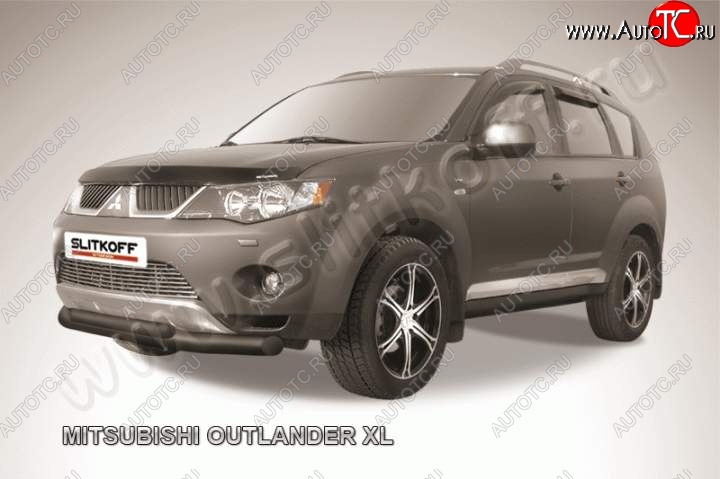 11 299 р. защита переднего бампера Slitkoff Mitsubishi Outlander XL (CW)  дорестайлинг (2005-2009) (Цвет: серебристый)  с доставкой в г. Вологда