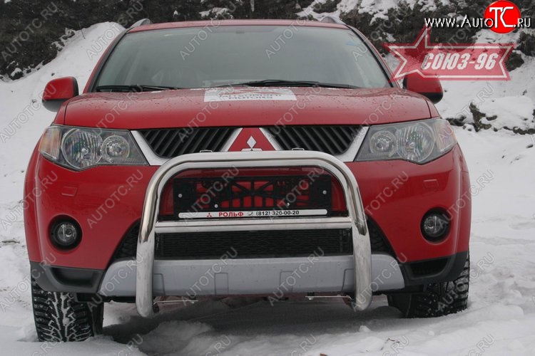 9 584 р. Защита переднего бампера Souz-96 (d60) Mitsubishi Outlander XL (CW)  дорестайлинг (2005-2009)  с доставкой в г. Вологда