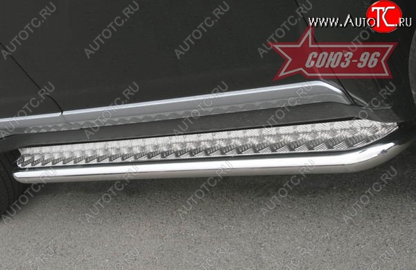 14 399 р. Защита порогов с листом Souz-96 (d60). Mitsubishi Outlander XL (CW)  дорестайлинг (2005-2009)  с доставкой в г. Вологда