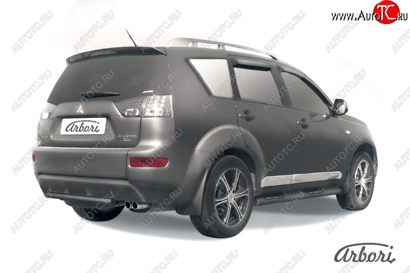 5 399 р. Защита заднего бампера Arbori (короткая, черная, 1 труба d57 mm). Mitsubishi Outlander XL (CW)  дорестайлинг (2005-2009)  с доставкой в г. Вологда