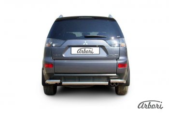 8 180 р. Защита заднего бампера Arbori (уголки, нержавейка, 1 труба d57 mm). Mitsubishi Outlander XL (CW)  дорестайлинг (2005-2009)  с доставкой в г. Вологда. Увеличить фотографию 2
