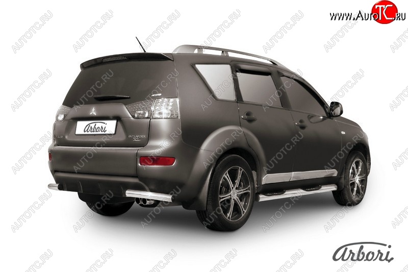 8 180 р. Защита заднего бампера Arbori (уголки, нержавейка, 1 труба d57 mm). Mitsubishi Outlander XL (CW)  дорестайлинг (2005-2009)  с доставкой в г. Вологда