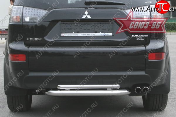 11 879 р. Двойная защита заднего бампера Souz-96 (d60/42) Mitsubishi Outlander XL (CW)  дорестайлинг (2005-2009)  с доставкой в г. Вологда