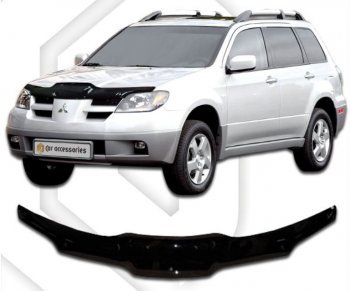1 899 р. Дефлектор капота CA-Plastic Mitsubishi Outlander CU (2003-2009) (серия Classic черный)  с доставкой в г. Вологда. Увеличить фотографию 2