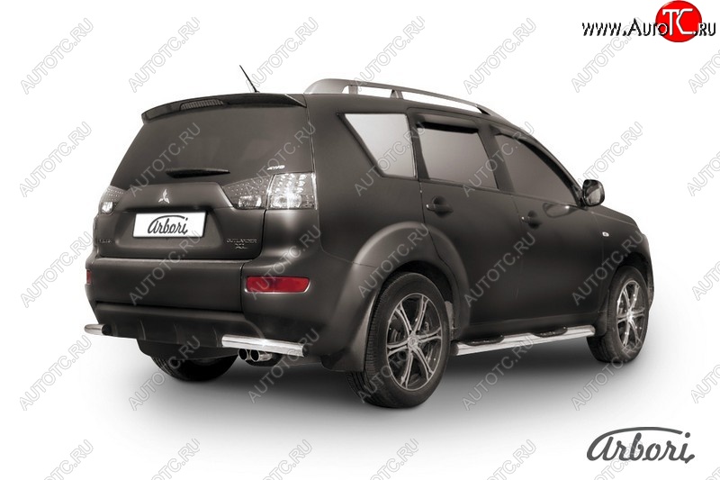 8 180 р. Защита заднего бампера Arbori (уголки, нержавейка, 1 труба d57 mm). Mitsubishi Outlander XL (CW)  рестайлинг (2010-2013)  с доставкой в г. Вологда