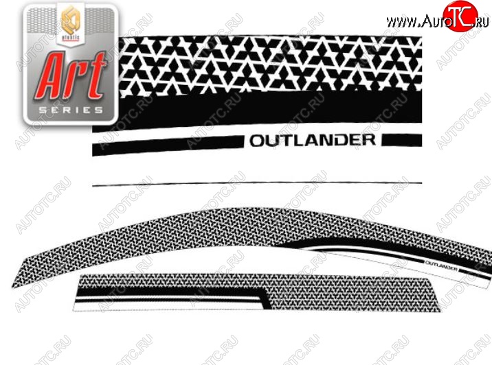 2 199 р. Дефлектора окон CA-Plastic  Mitsubishi Outlander  GF (2012-2014) дорестайлинг (Серия Art черная, Без хром.молдинга)  с доставкой в г. Вологда